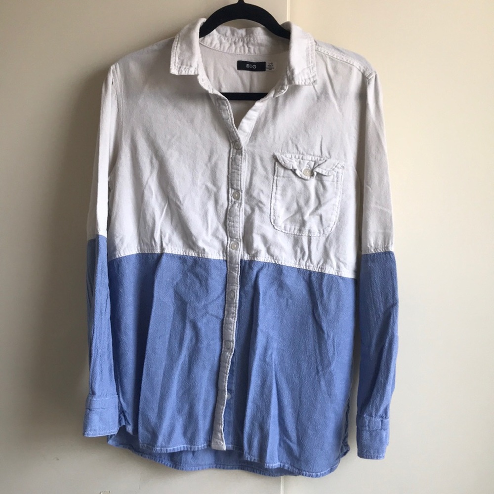 Color block button down